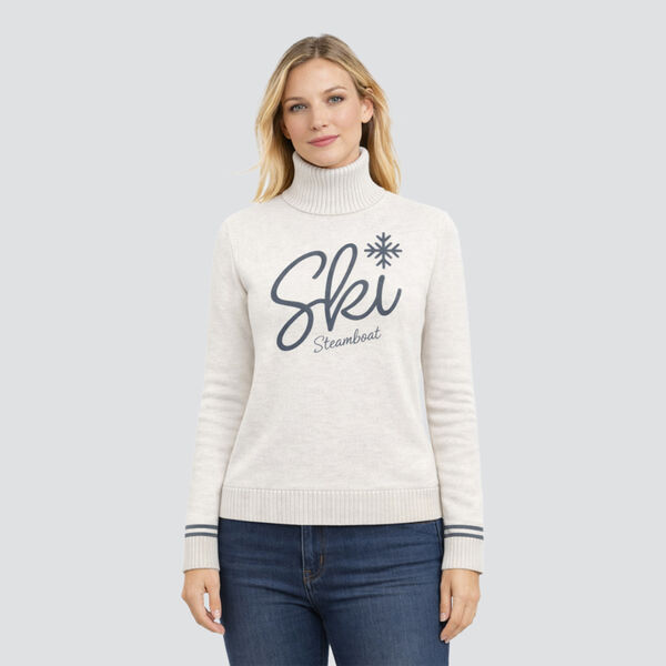 MGG Ski Steamboat Snowflake Merino Sweater Womens - White + Grey