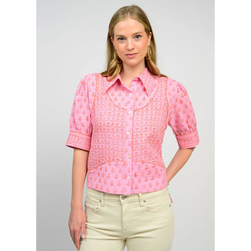 Ivy Jane Pink Kantha Stitched Shirt Womens image number 0