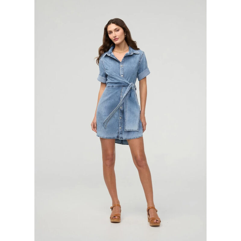 DUER Performance Denim Lite Wrap Shirt Dress Womens image number 0