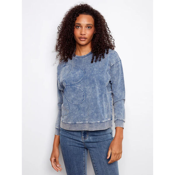 Charlie B Long Sleeve Top With Flower Appliqu&eacute; Womens