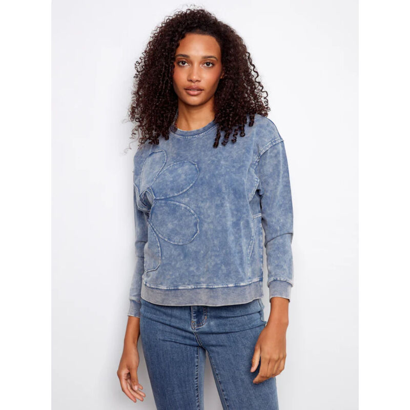 Charlie B Long Sleeve Top With Flower Appliqu&eacute; Womens image number 0