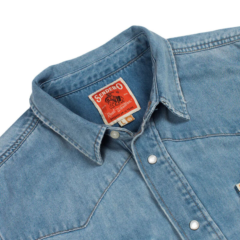 Sendero The Wyatt Pearl Snap Long Sleeve Denim Shirt Mens image number 3