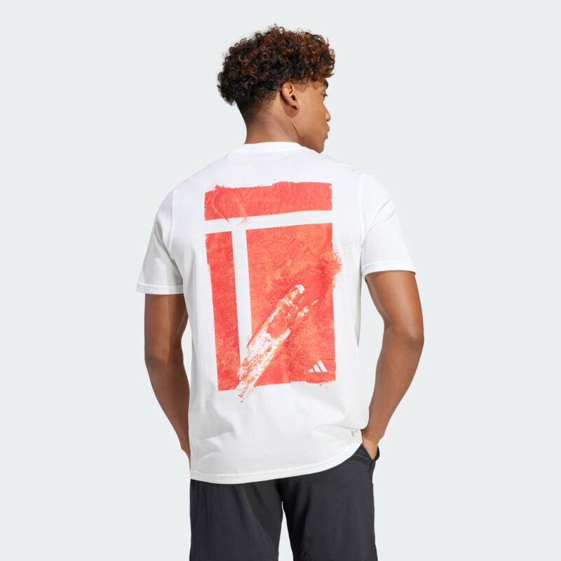 Adidas Tennis Slide Into Clay Graphic T-Shirt Mens White image number 2