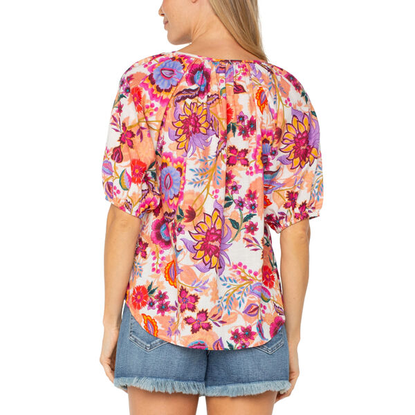 Liverpool Button Front Shirred Woven Top Womens
