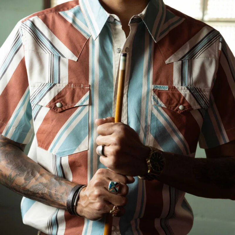 Sendero The Wyatt Pearl Snap Short Sleeve Serape Shirt Mens image number 2