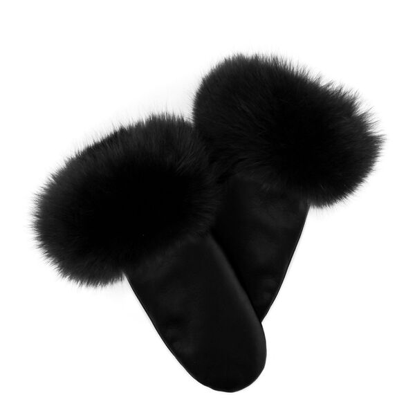 Mitchies Matchings Leather With Fur Trim Mitten Womens