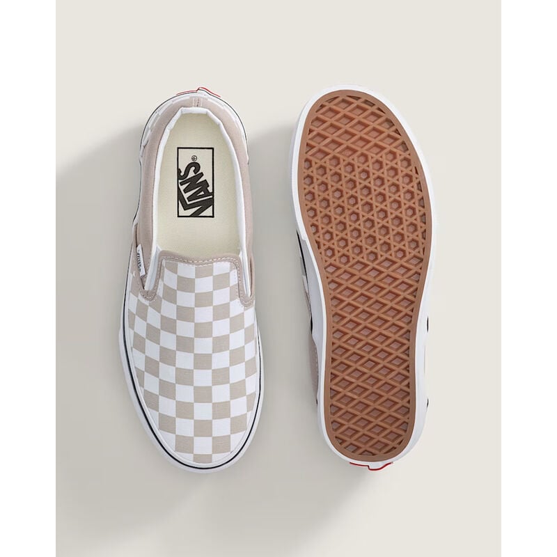 Vans Classic Slip-On Checkerboard Shoes Womens - Mushroom image number 2