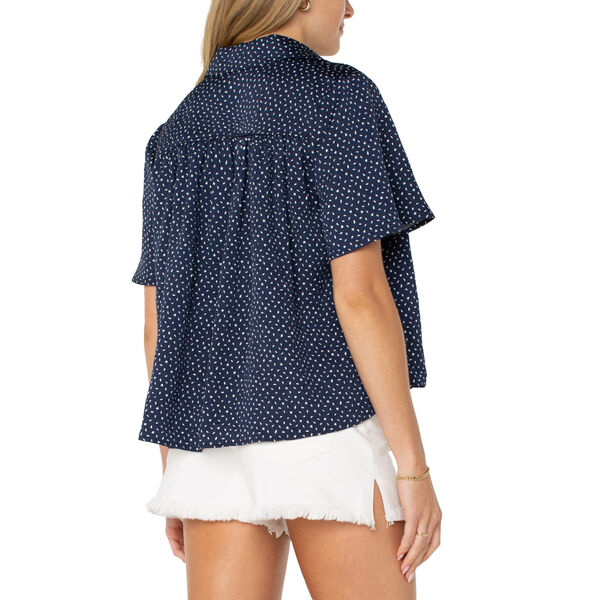 Liverpool 1/2 Sleeve Shirred Woven Blouse Womens