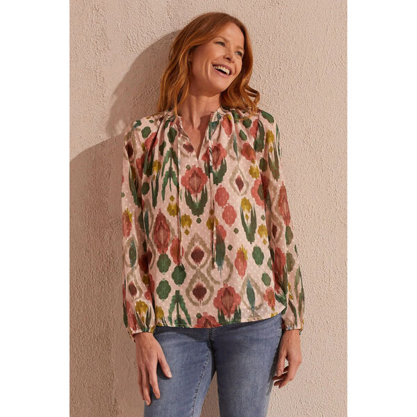 Tribal Flowy Swiss Dot Chiffon Blouse Womens