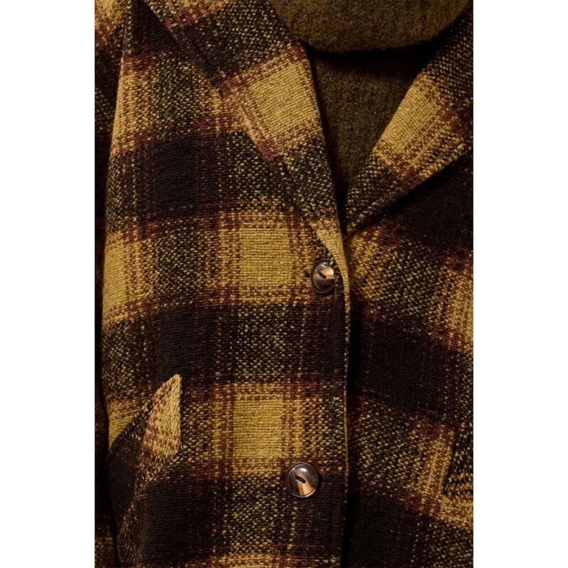 Tribal Plaid Cocoon Button Front Structured Coat Womens image number 2
