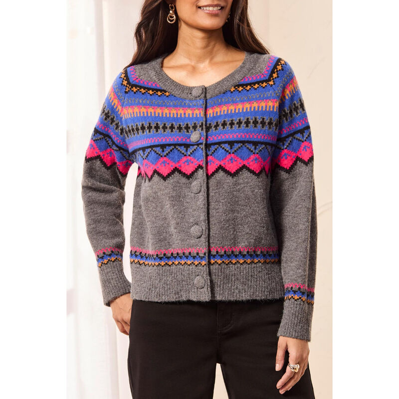 Tribal Fair Isle Button Front Sweater Cardigan Womens image number 0