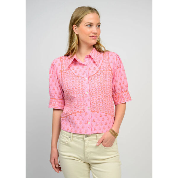 Ivy Jane Pink Kantha Stitched Shirt Womens