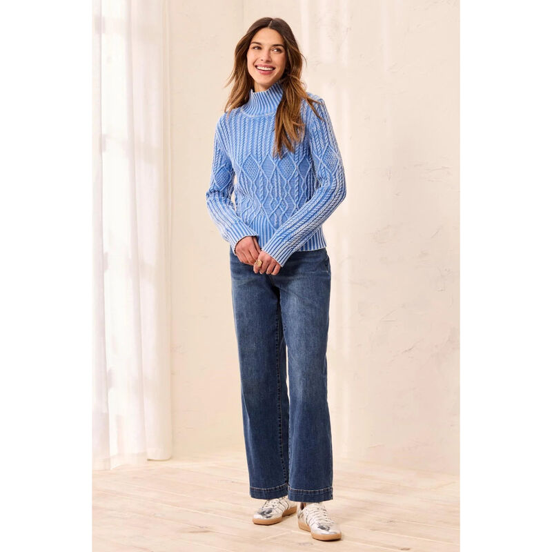 Tribal Cable Knit Mock Neck Special Wash Sweater Womens image number 0