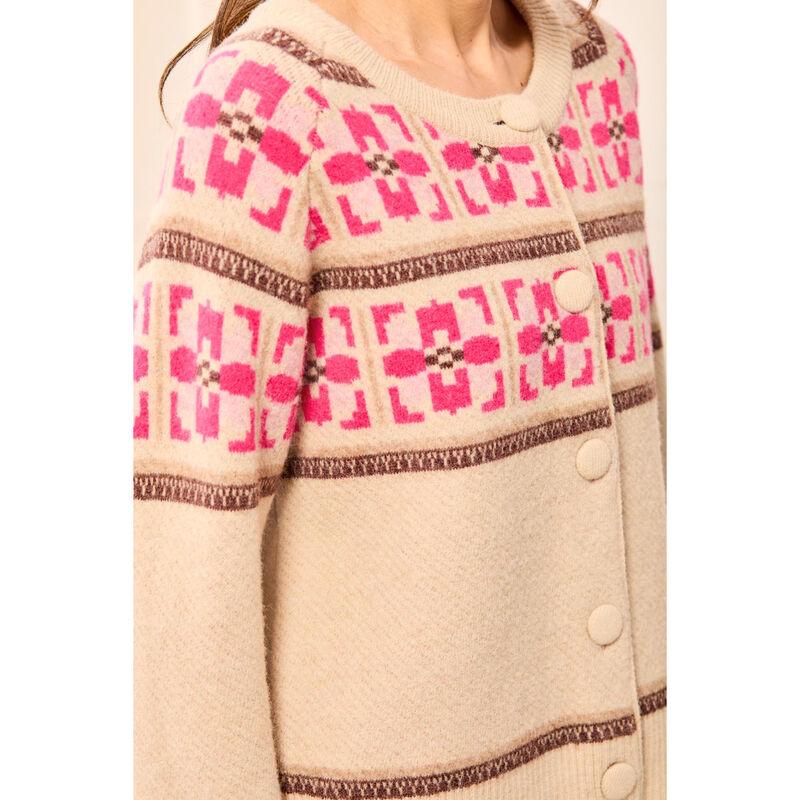 Tribal Fair Isle Button Front Sweater Cardigan Womens image number 2