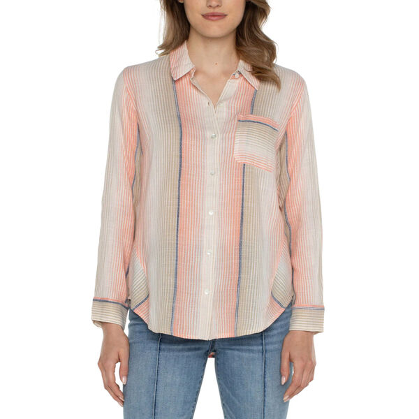 Liverpool Button Front Shirt with Inverted Pleat Womens