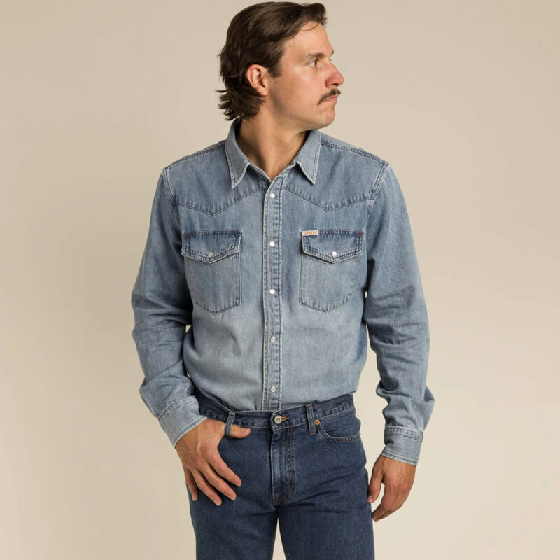 Sendero The Wyatt Pearl Snap Long Sleeve Denim Shirt Mens image number 2