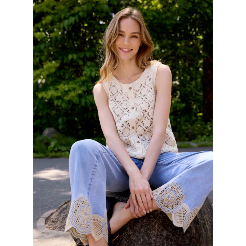 Charlie B Crochet Cotton Sleeveless Vest Womens image number 3