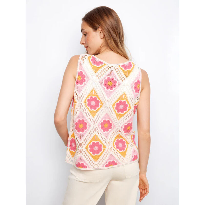 Charlie B Floral Sleeveless Crochet Cotton Blend Top Womens image number 2