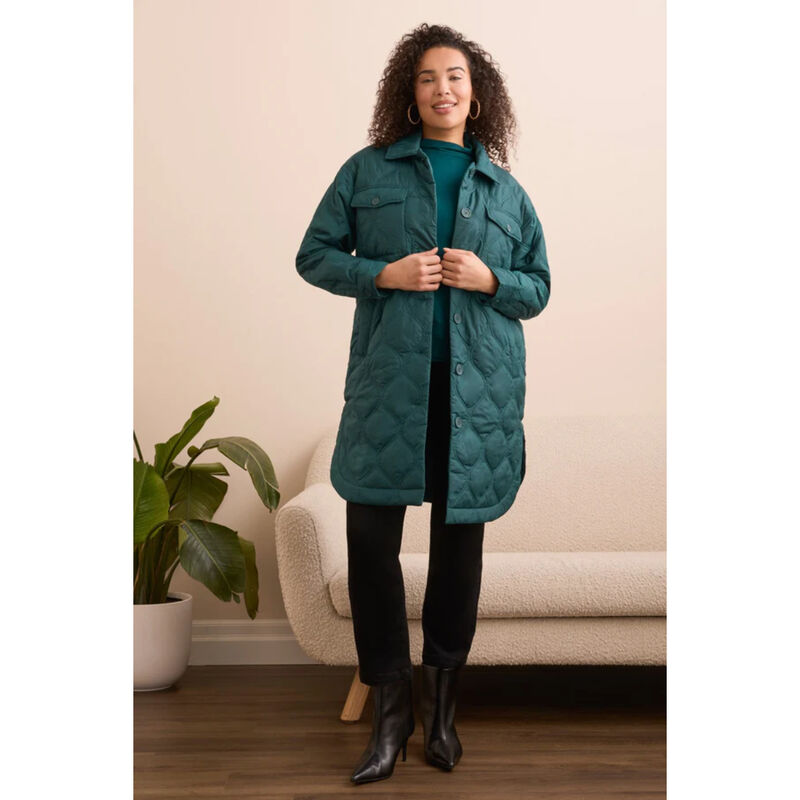 Tribal Long Quilted Button-Up Jacket Womens image number 0