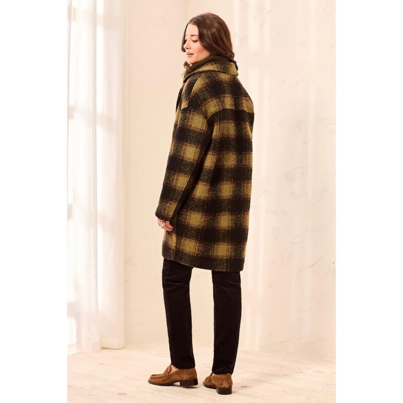 Tribal Plaid Cocoon Button Front Structured Coat Womens image number 1