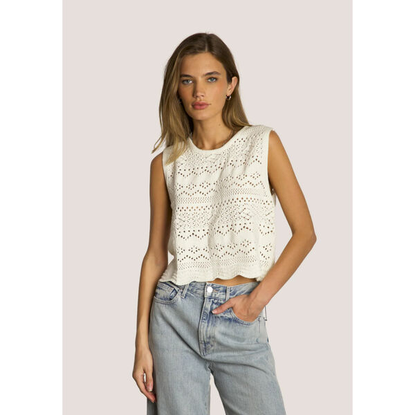 Dylan Scallop Hem Crochet Sweater Womens