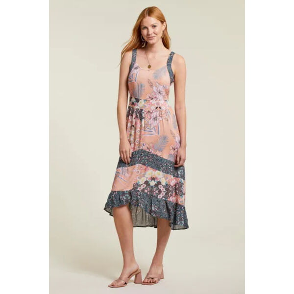 Tribal Combo Print Hi-Low Maxi Dress Womens