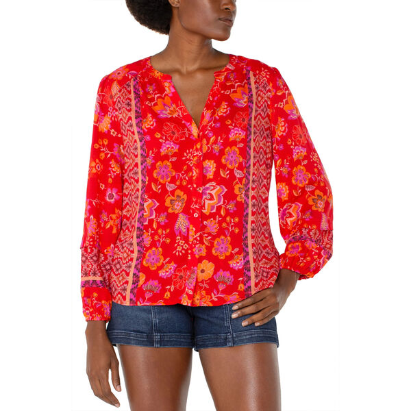 Liverpool Button Front Shirred Blouse Womens
