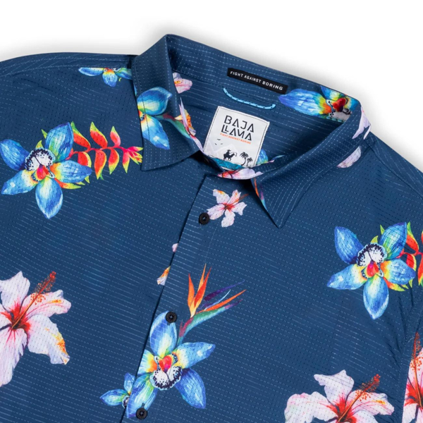 Baja Llama Flower Powers Short Sleeve Shirts Mens