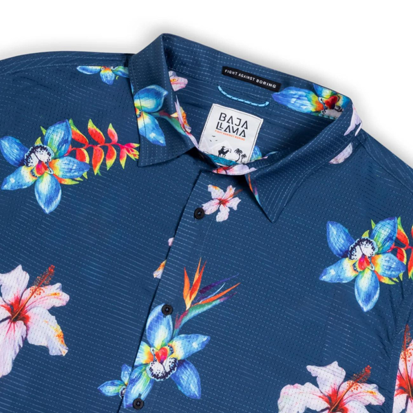 Baja Llama Flower Powers Short Sleeve Shirt Mens