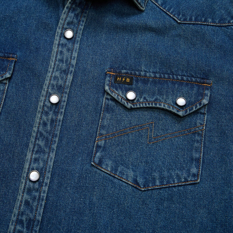 Howler Brothers Dust Up Denim Snapshirt Mens image number 4