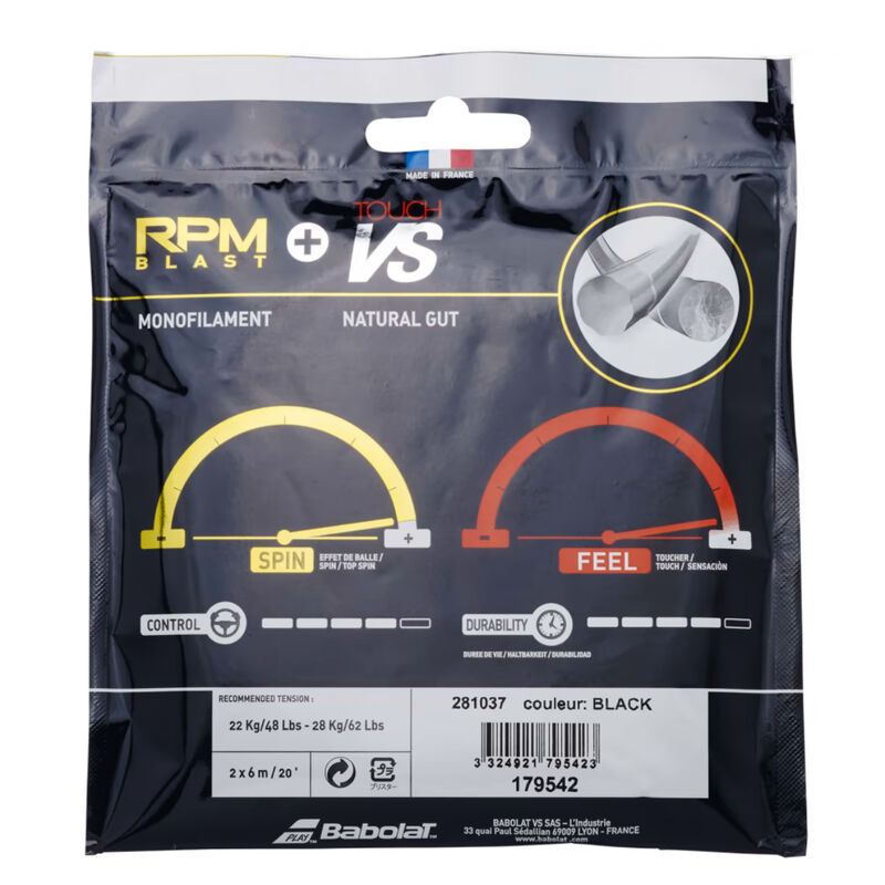 Babolat RPM Blast 125 + Touch VS 130 Tennis String image number 1