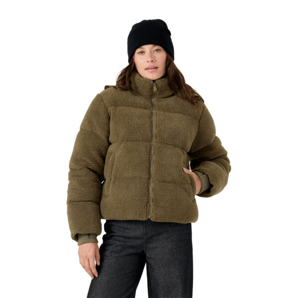 Roxy Harper Cropped Sherpa Puffer Jacket Womens