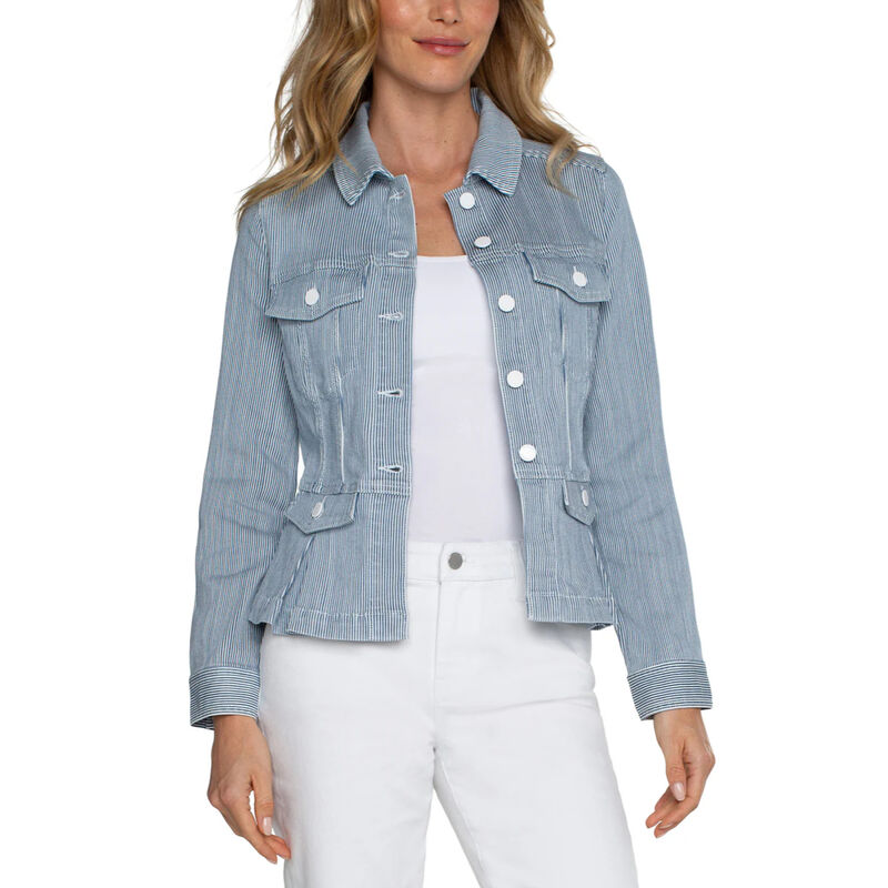Liverpool Peplum Denim Jacket Womens image number 0