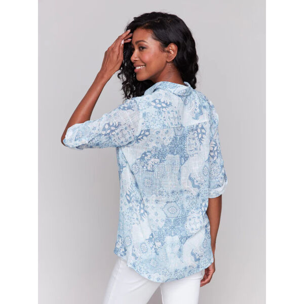 Charlie B Printed Cotton Gauze Shirt Womens