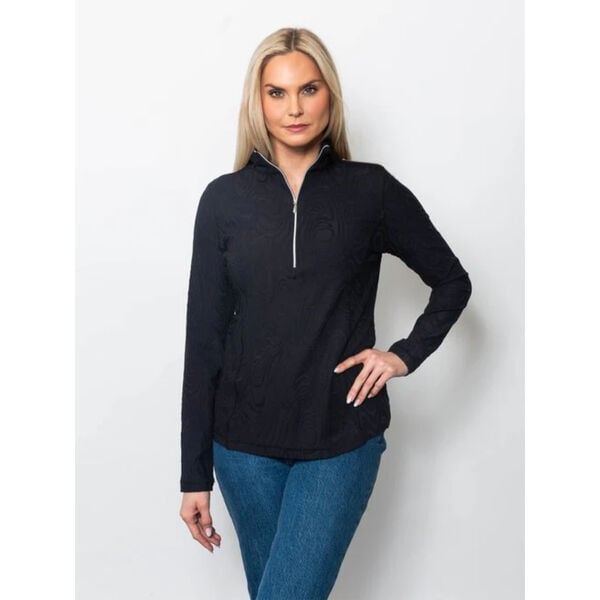 Sno Skins Swirl Jacquard Quarter Zip Top Womens