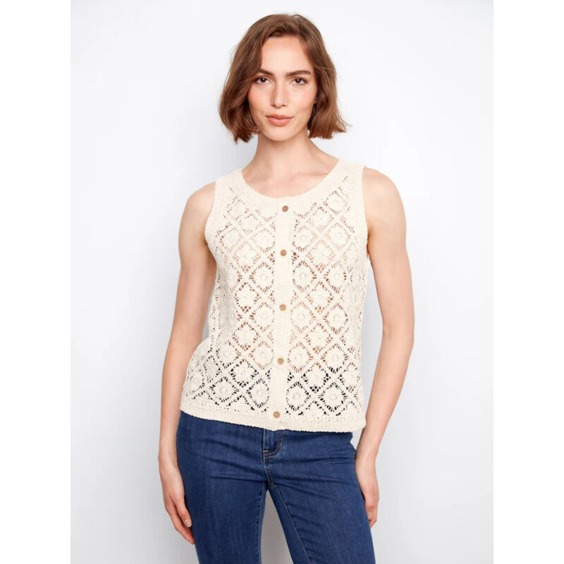 Charlie B Crochet Cotton Sleeveless Vest Womens image number 2