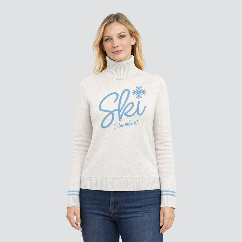 MGG Ski Steamboat Snowflake Merino Sweater Womens - White + Light Blue image number 1