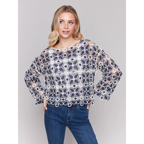 Charlie B Cotton Blend Crochet Top Womens