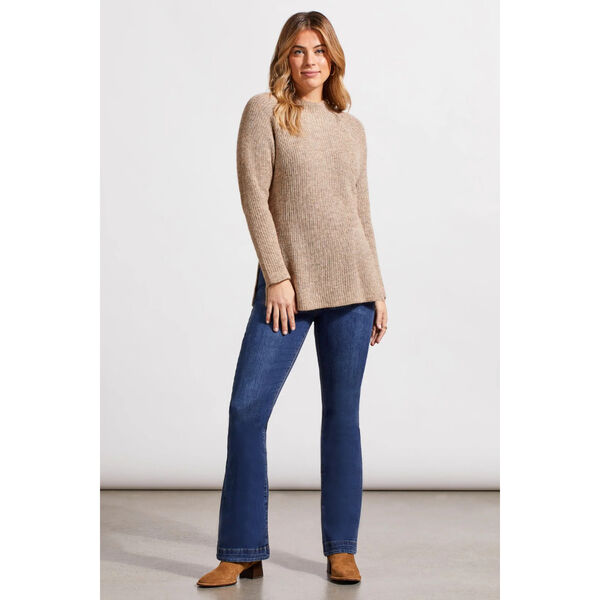 Tribal Mock Neck Heathered Knit Sweater Womens