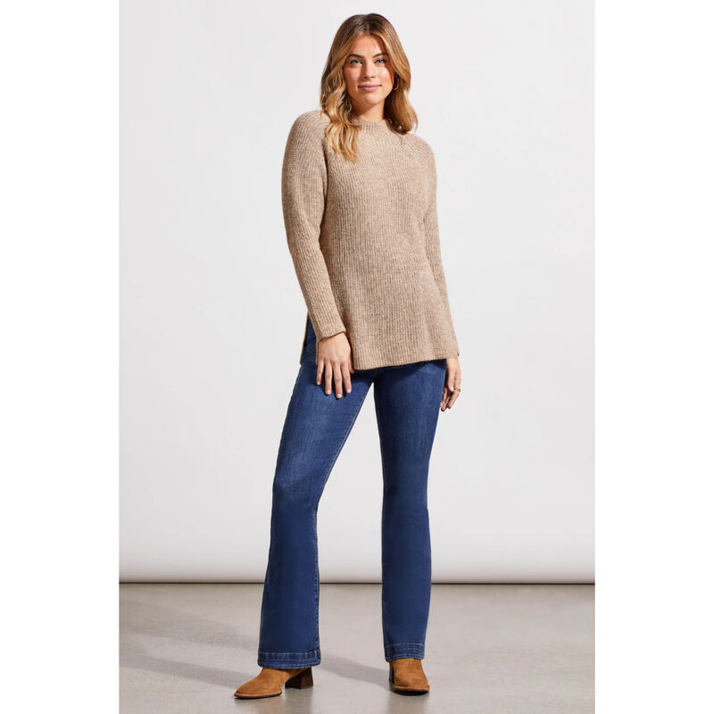 Tribal Mock Neck Heathered Knit Sweater Womens image number 0