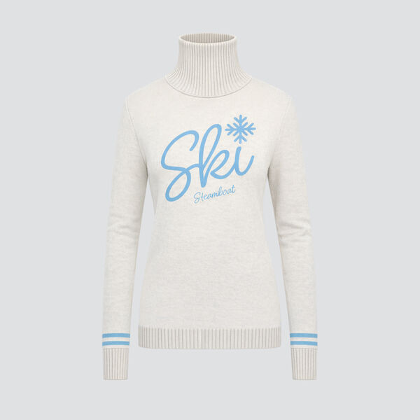 MGG Ski Steamboat Snowflake Merino Sweater Womens - White + Light Blue
