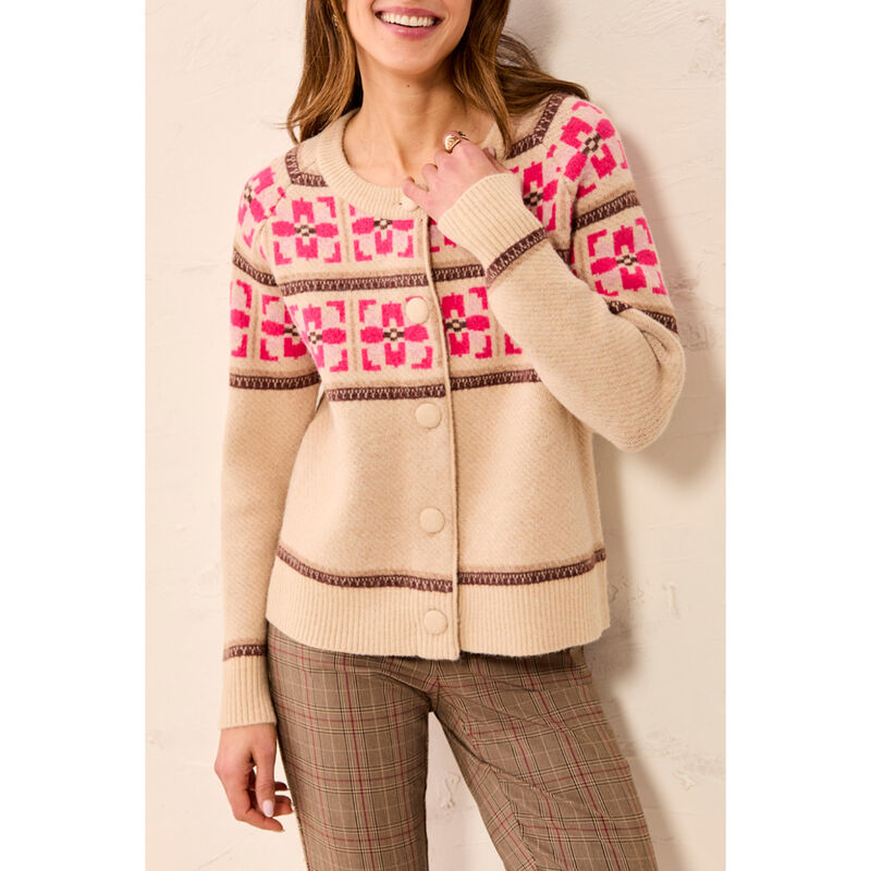 Tribal Fair Isle Button Front Sweater Cardigan Womens image number 0