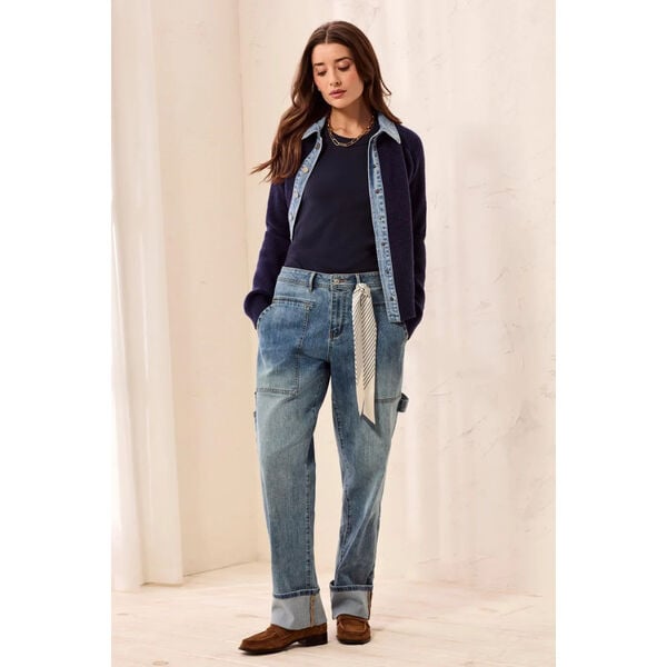 Tribal Audrey Carpenter Straight Leg Denim With Removable Scarf Womens