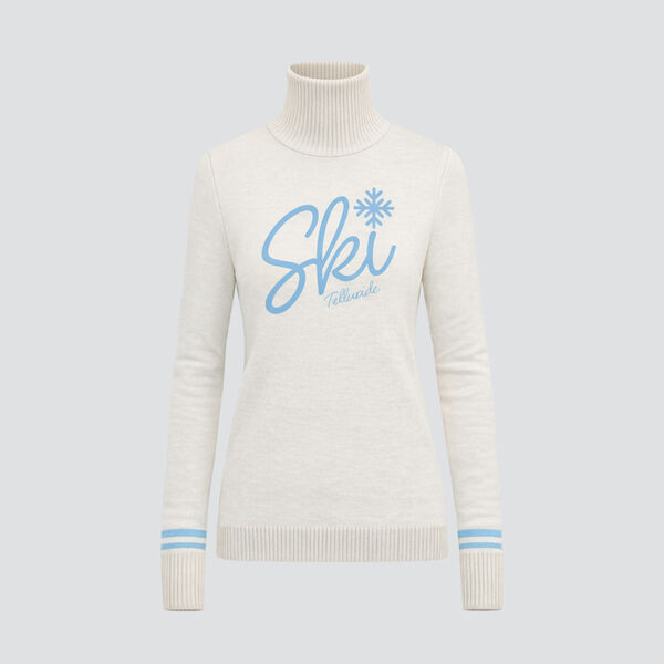 MGG Ski Telluride Snowflake Merino Sweater Womens - White + Light Blue