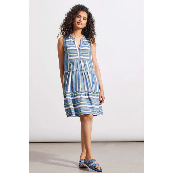 Tribal Printed Sleeveless Dress With Tiered Skirt Womens