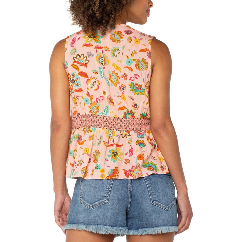 Liverpool Sleeveless Top with Smocked Waist Womens image number 1