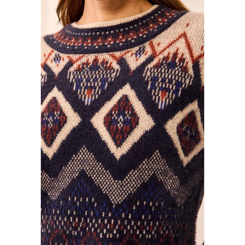 Tribal Fair Isle Mock Neck Eyelash Knit Sweater Womens image number 2