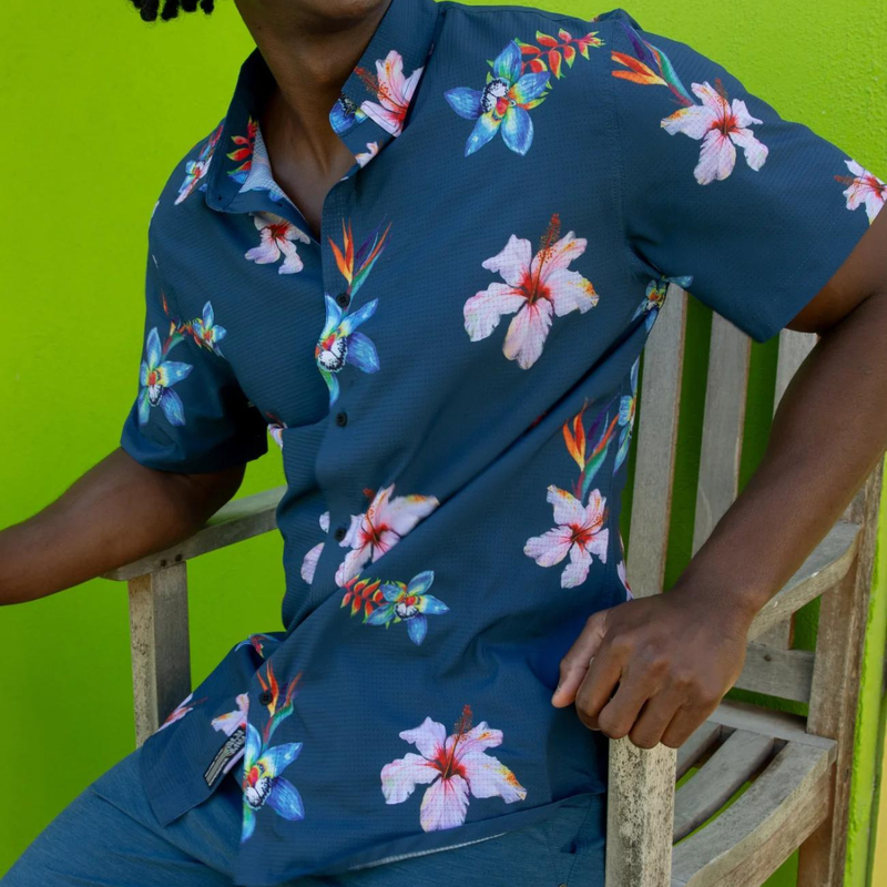 Baja Llama Flower Powers Short Sleeve Shirts Mens image number 2