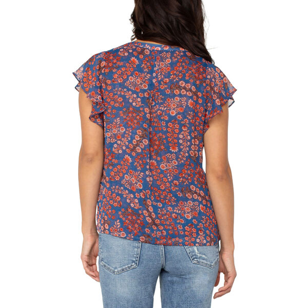 Liverpool Double Layer Flutter Sleeve Blouse Womens