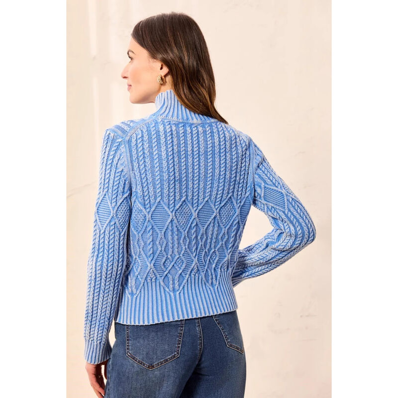 Tribal Cable Knit Mock Neck Special Wash Sweater Womens image number 2